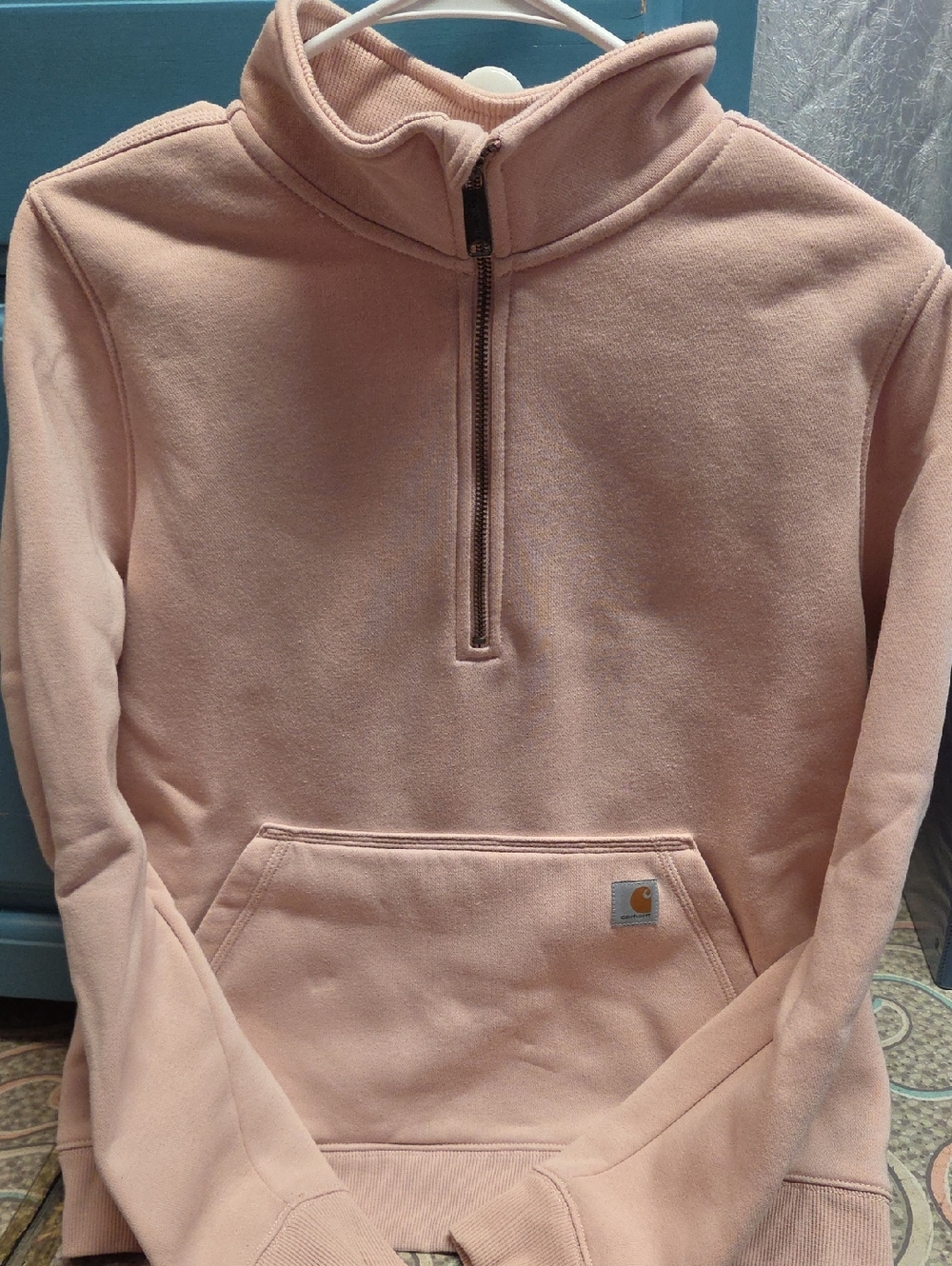 Carhartt Dusty Pink Half-Zip Pullover Sweatshirt